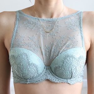 Victoria Secret Green Halter Lace Wire Bralette